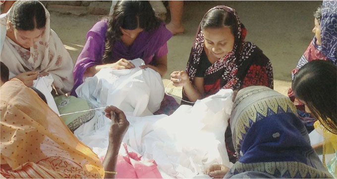 Women working on cloth